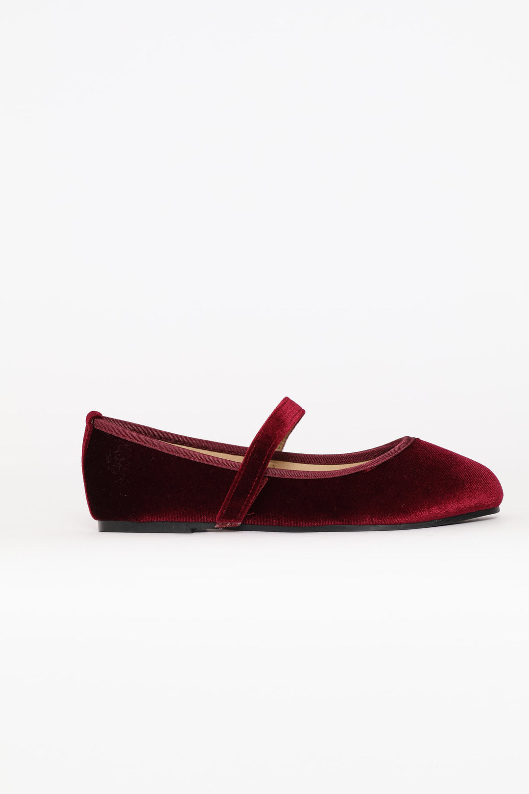 Girls Velour Pump - Burgundy