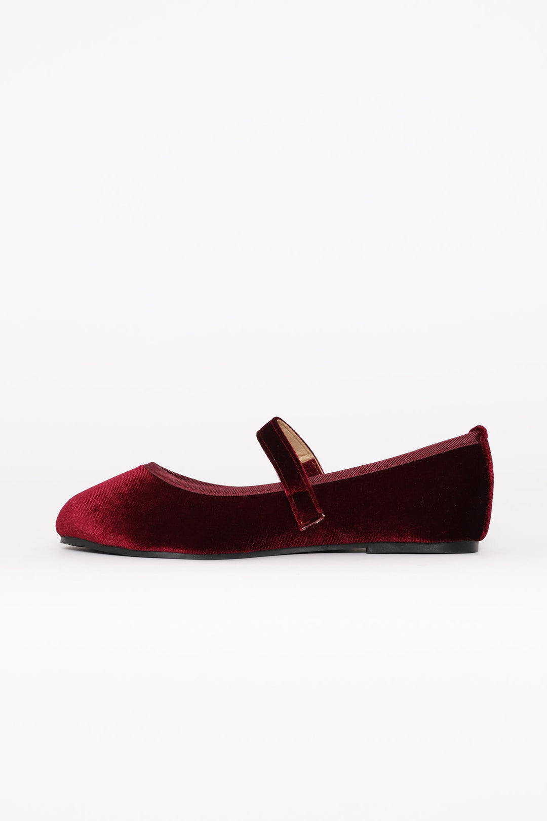 Girls Velour Pump - Burgundy