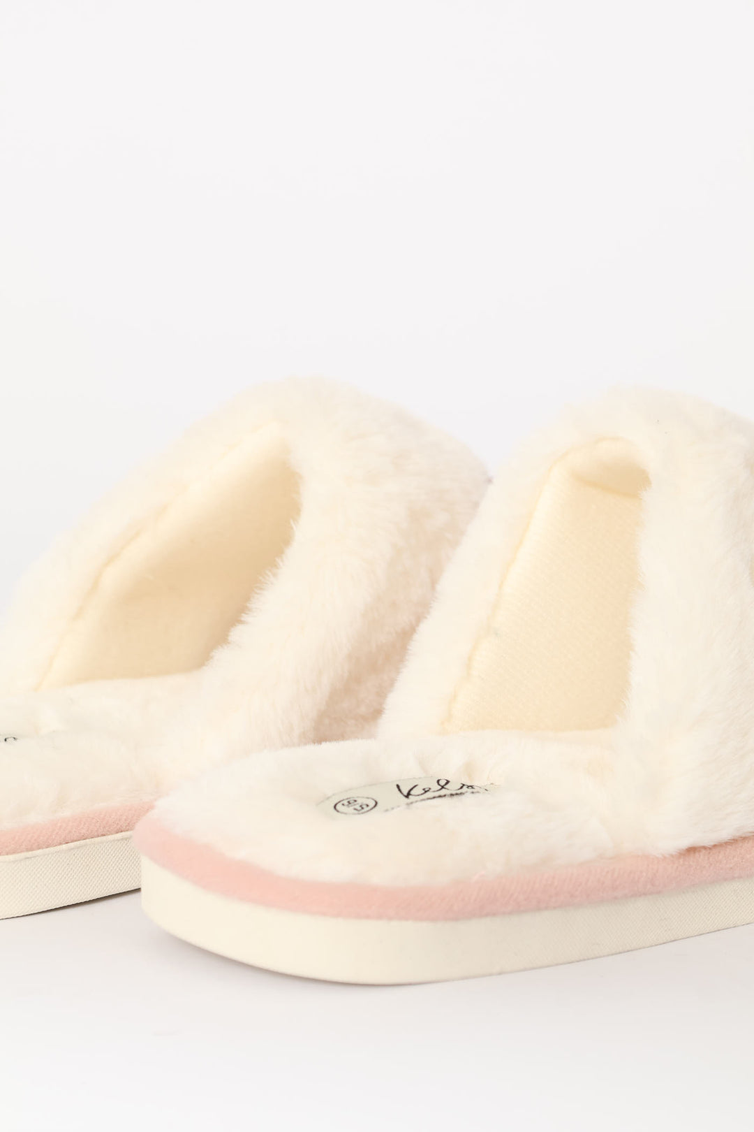 Chenille Closed Toe Slipper With Fur Topline - Blush