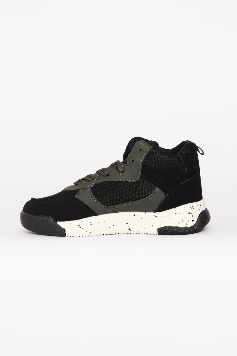 Boys Hitop Sneaker - Black/Olive