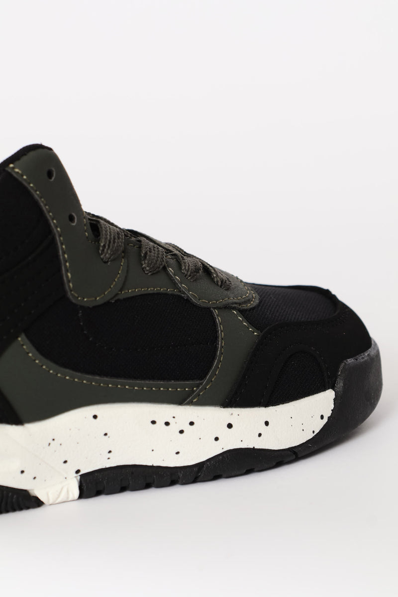 Boys Hitop Sneaker - Black/Olive