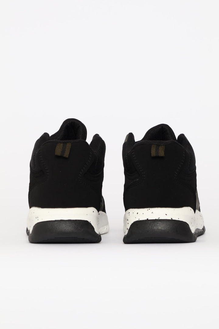 Boys Hitop Sneaker - Black/Olive