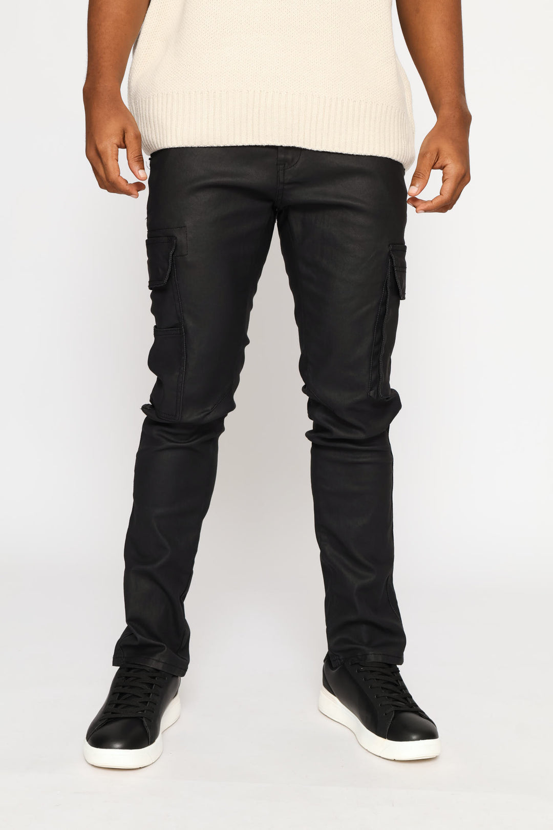 Skinny Cargo Wax Denim - Black