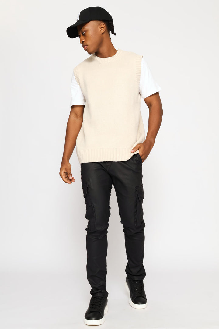 Skinny Cargo Wax Denim - Black