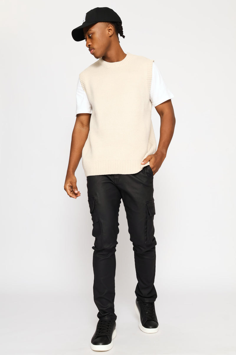 Skinny Cargo Wax Denim - Black