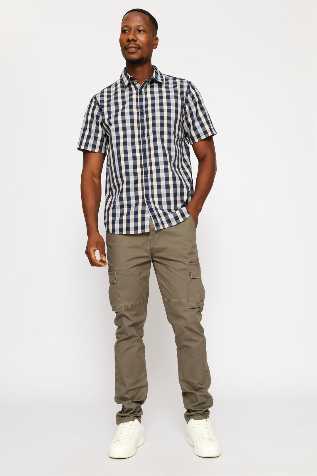 Regular Check Shirt - Stone/Navy/White