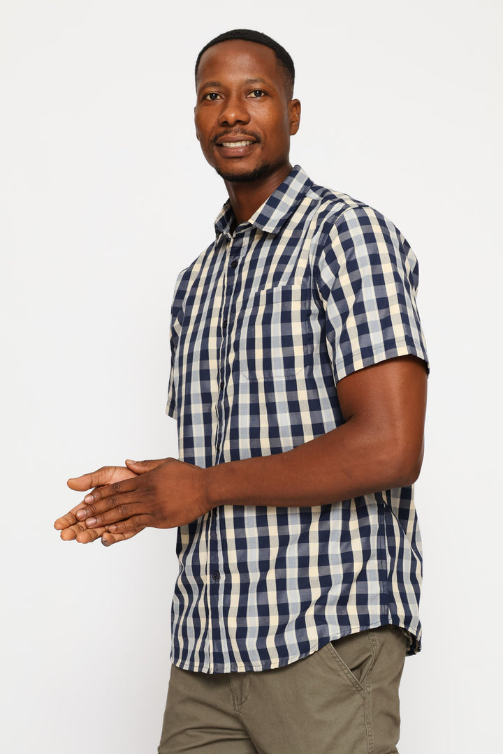 Regular Check Shirt - Stone/Navy/White