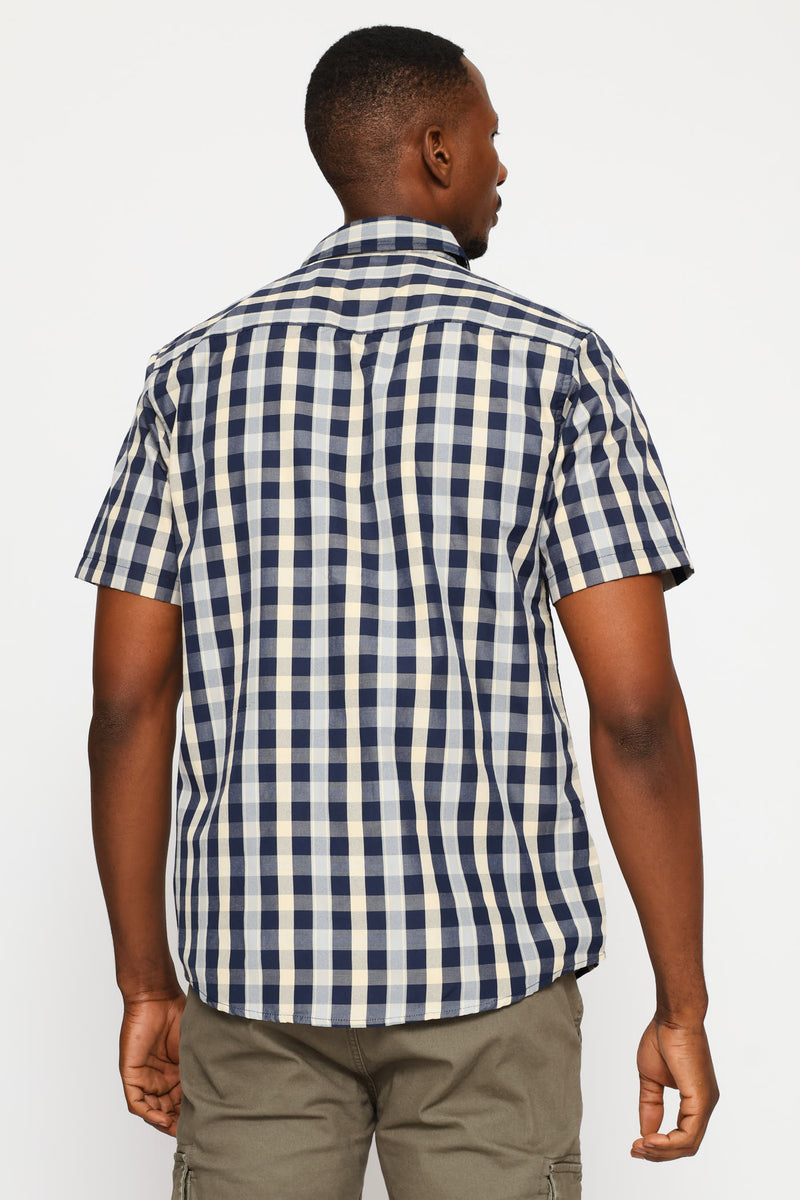 Regular Check Shirt - Stone/Navy/White