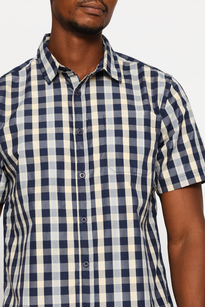 Regular Check Shirt - Stone/Navy/White