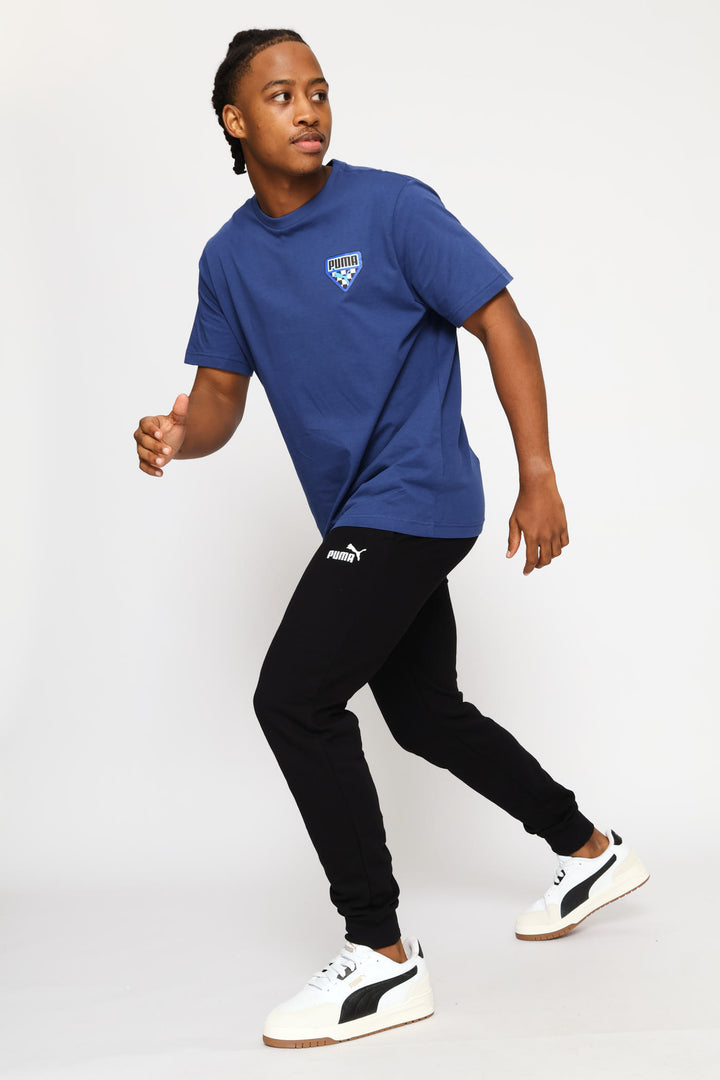 Checkered Logo Graphic Tee - Navy