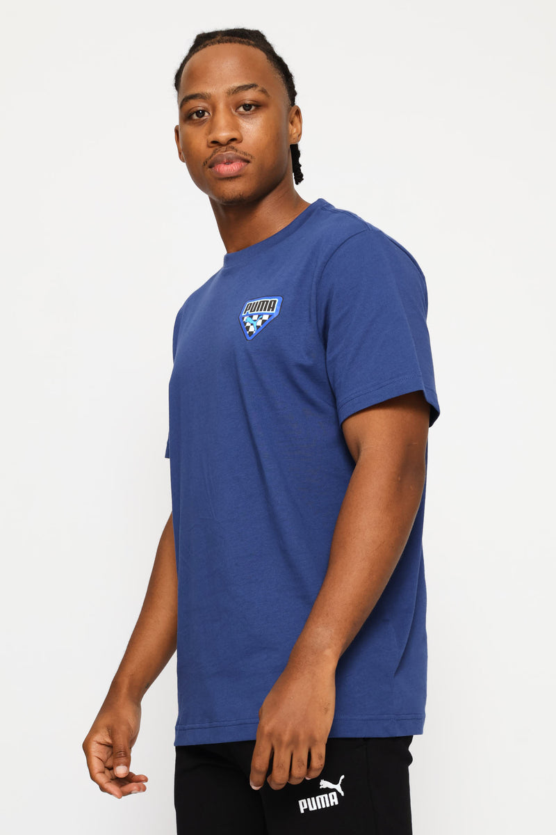 Checkered Logo Graphic Tee - Navy