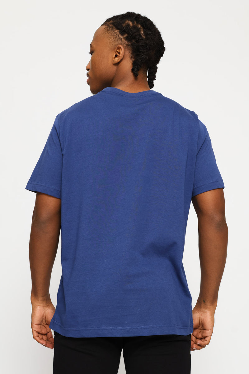 Checkered Logo Graphic Tee - Navy