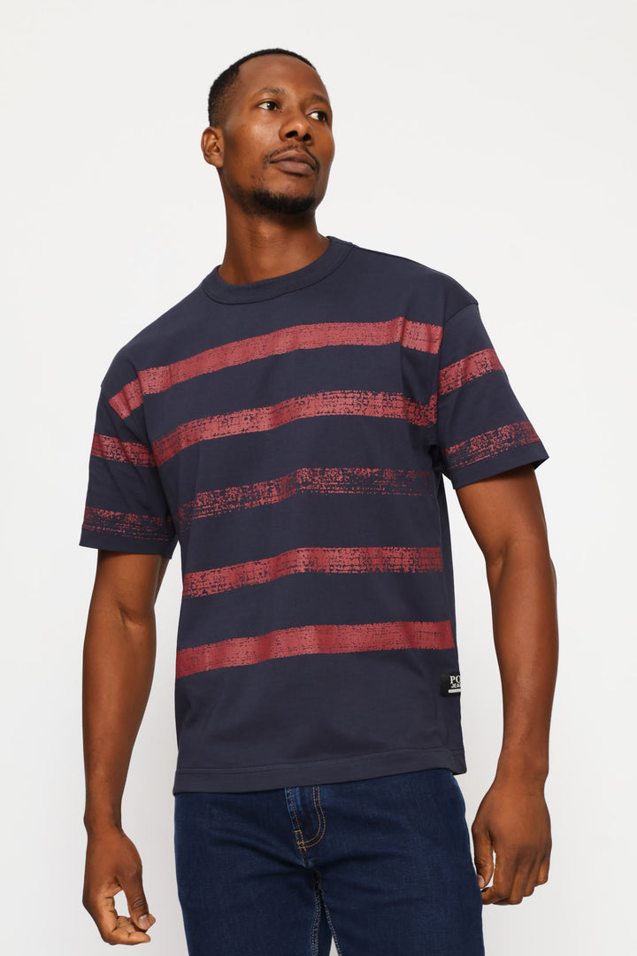 Pabi Gradient Stripe Tee - Navy