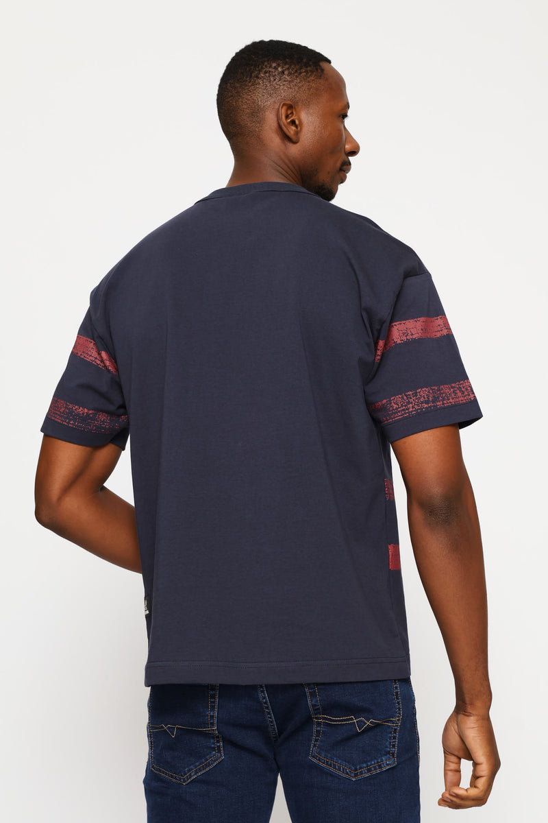 Pabi Gradient Stripe Tee - Navy
