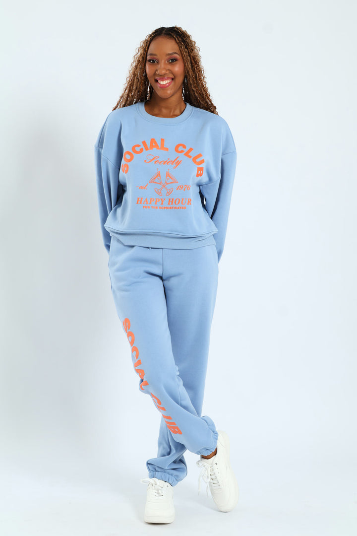 Printed Jogger - Light Blue