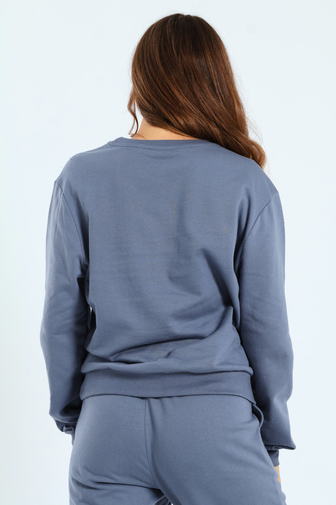 Embroidered Face Outline Pullover - Smokey Blue