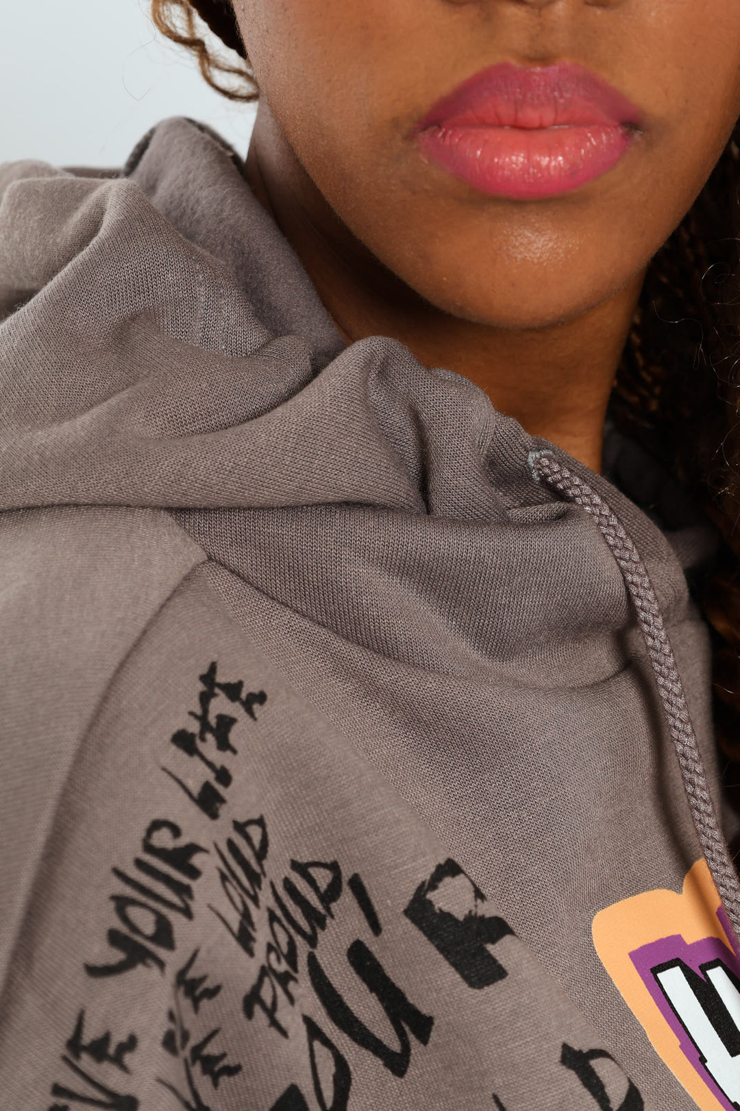 Graphic Printed Oversized Hoody - Charcoal