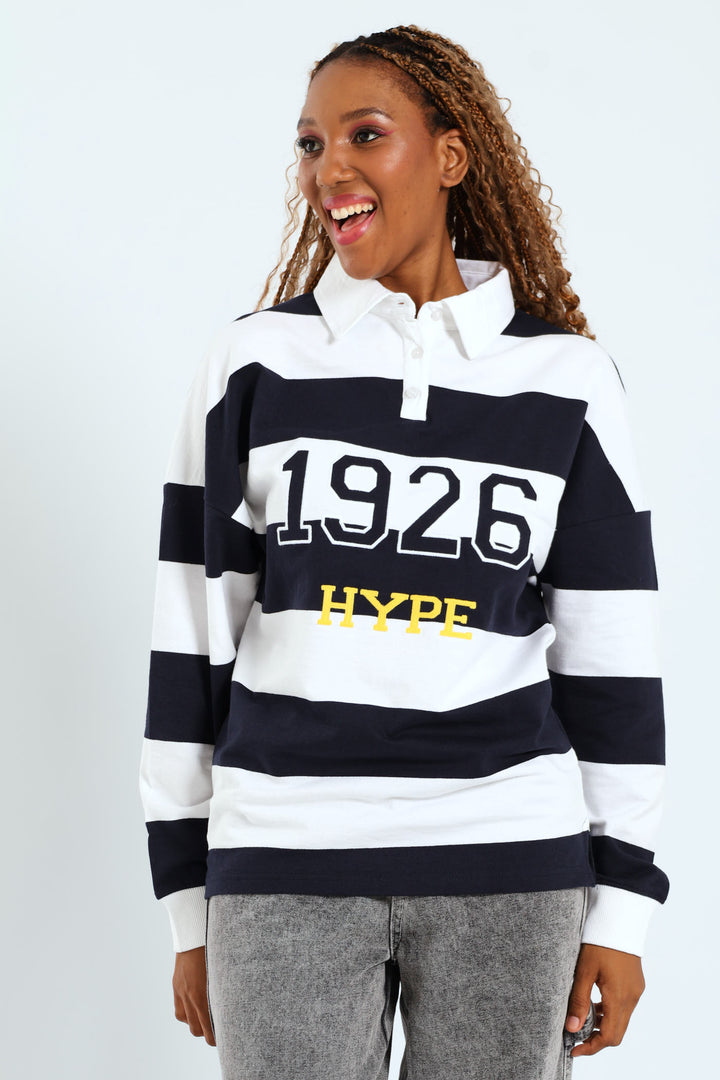 Stripe Rugby Jersey - Navy