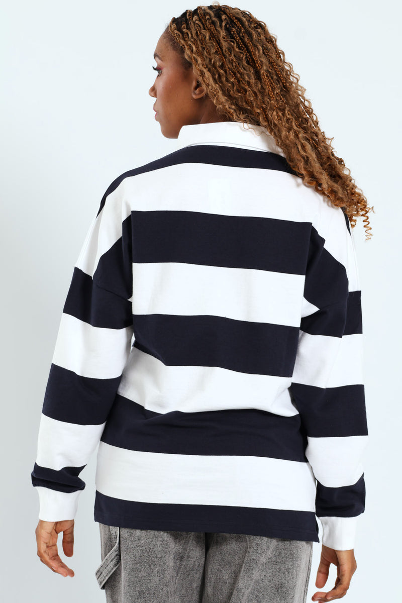 Stripe Rugby Jersey - Navy