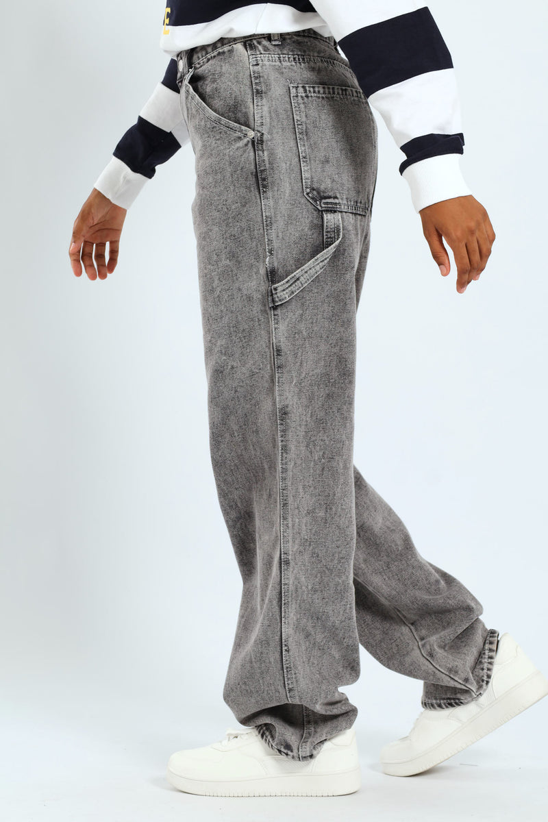 Contrast Stitch Carpenter Jean - Salty Grey