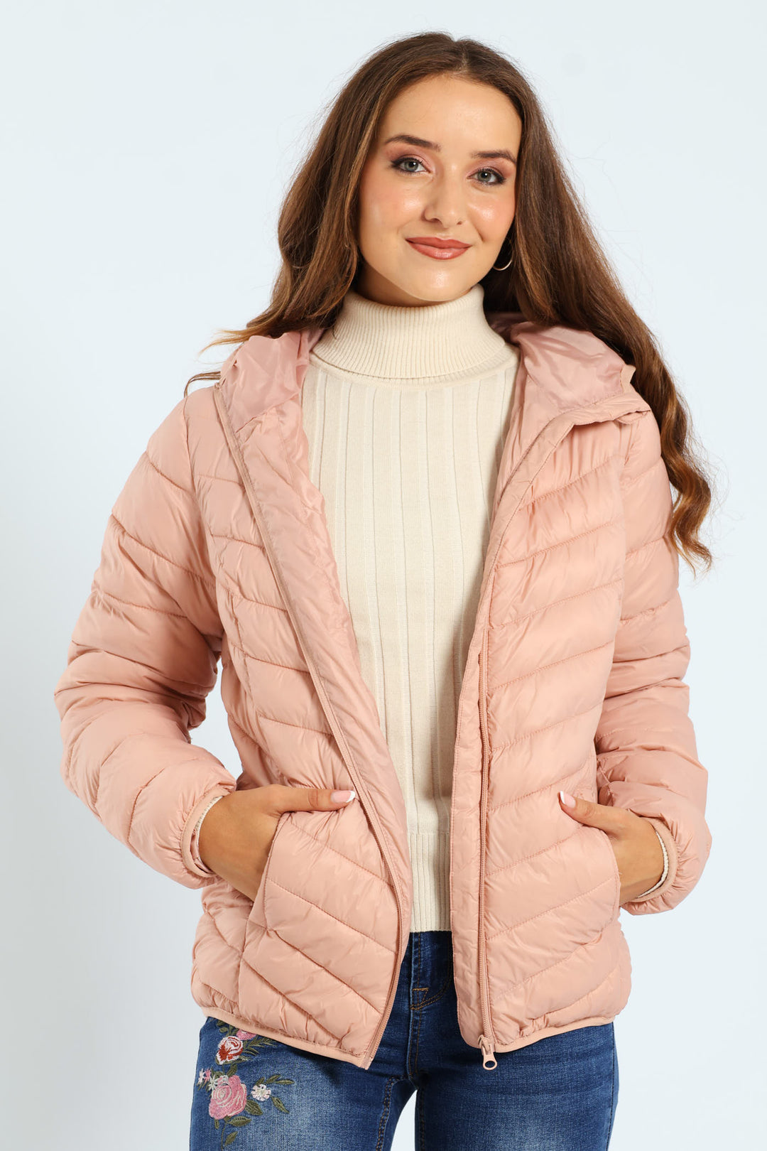 Classic Puffer With Hood - Rose