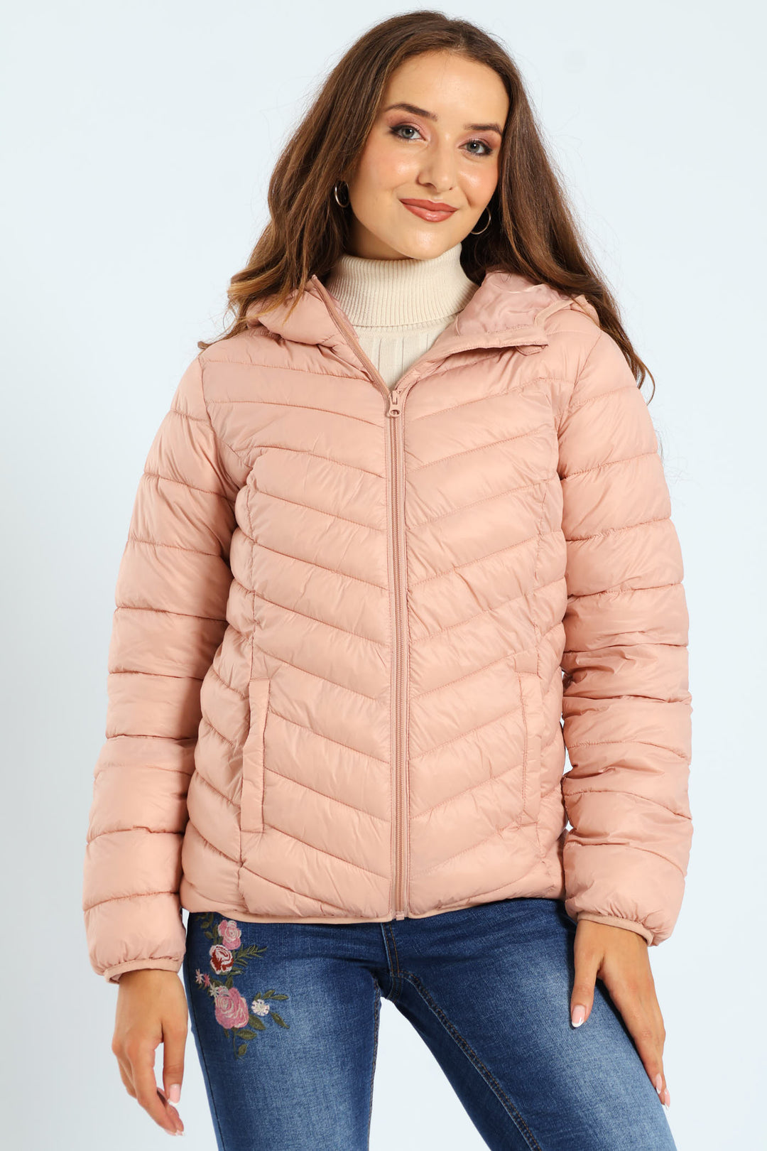 Classic Puffer With Hood - Rose