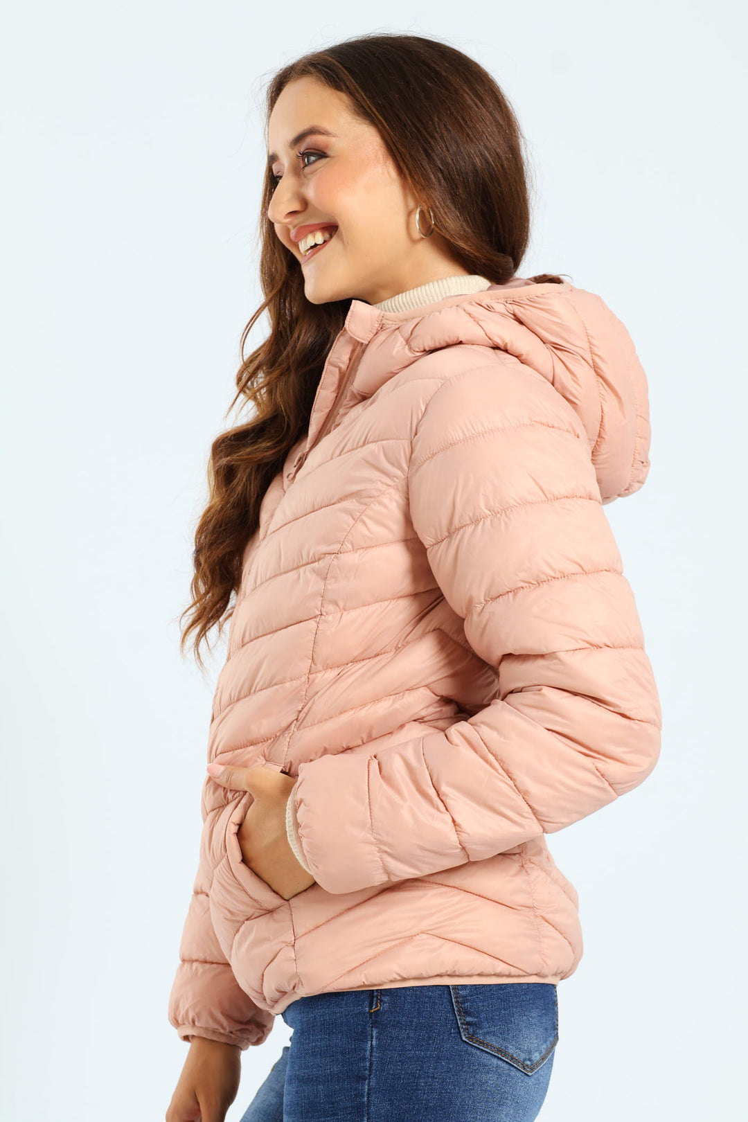 Classic Puffer With Hood - Rose