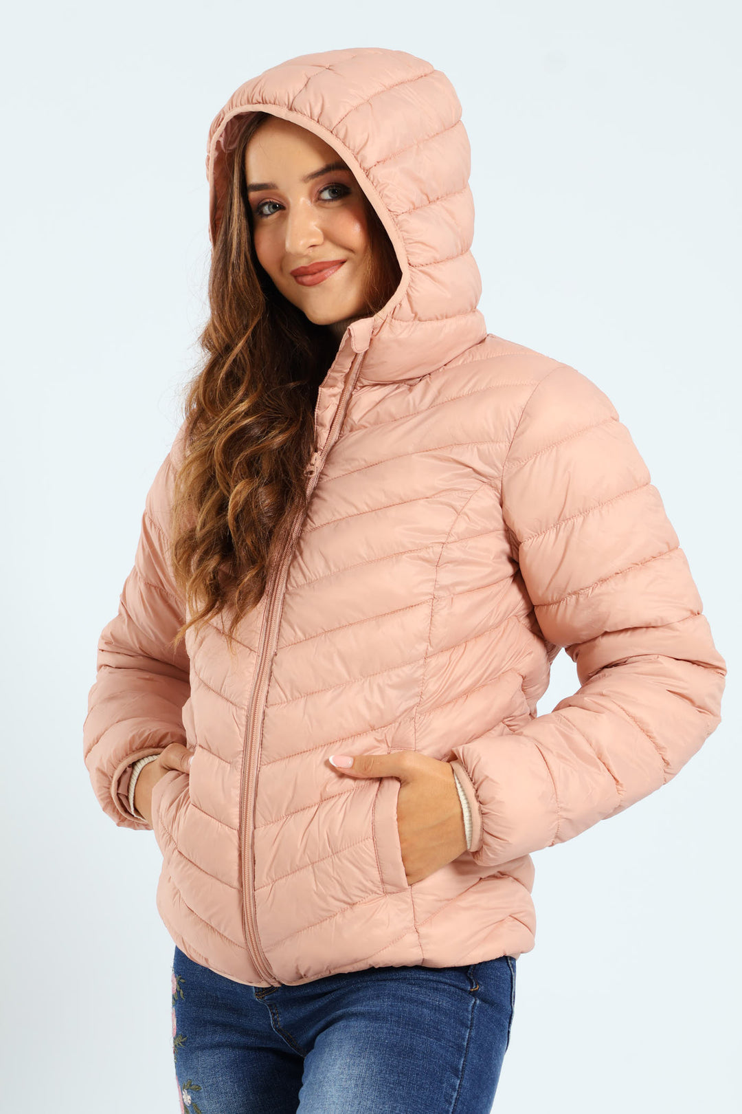 Classic Puffer With Hood - Rose