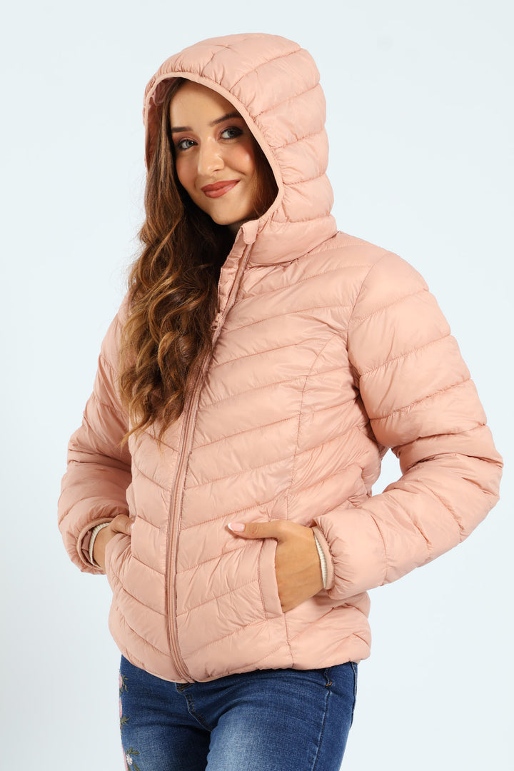 Classic Puffer With Hood - Rose