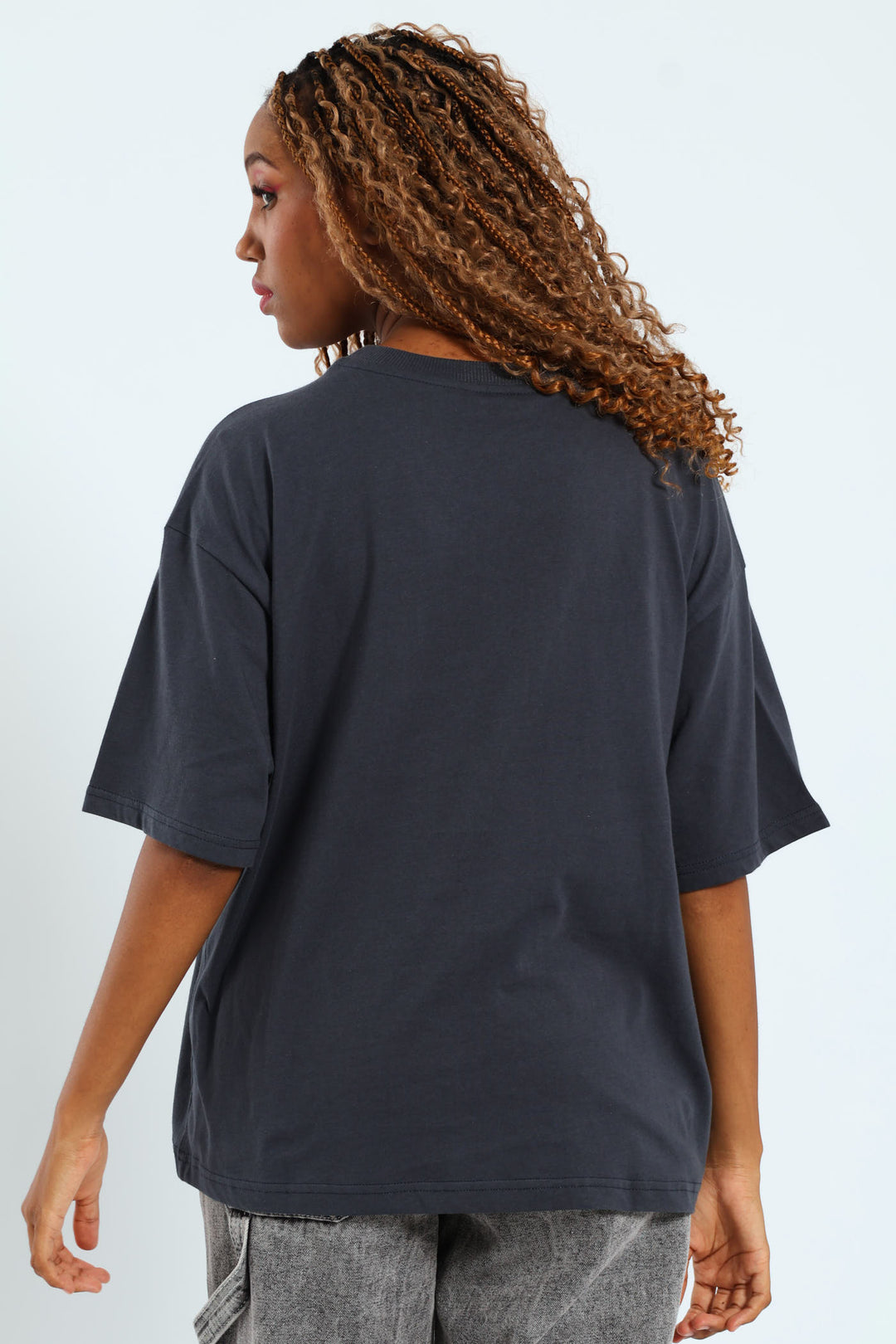 Oversized Printed Tee - Charcoal