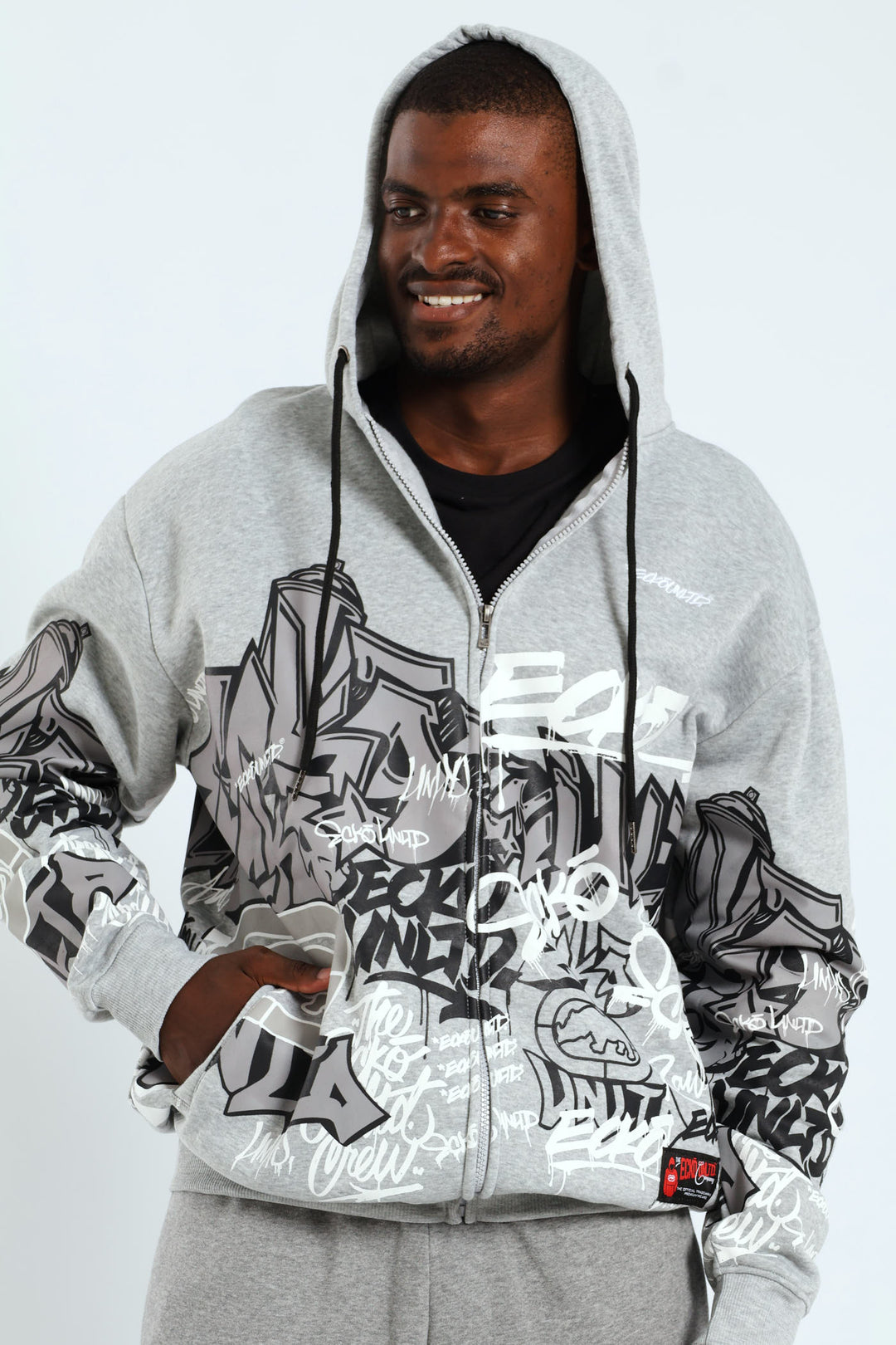 Graffiti Hoody - Grey Melange