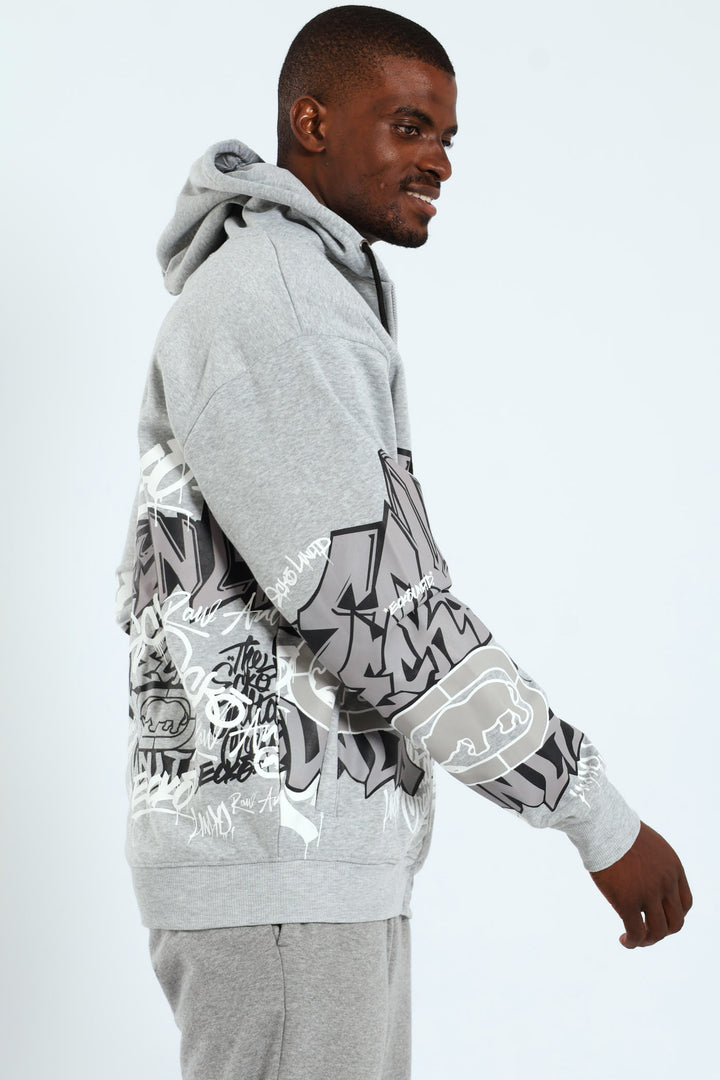Graffiti Hoody - Grey Melange