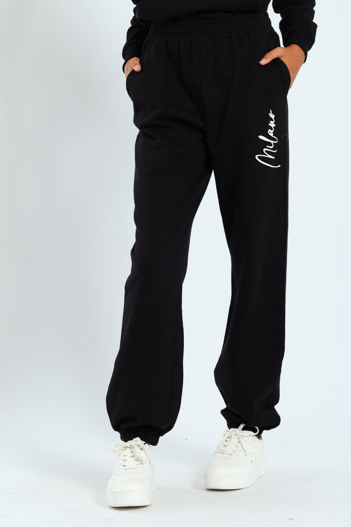 Girls Cherry Fleece Jogger - Black