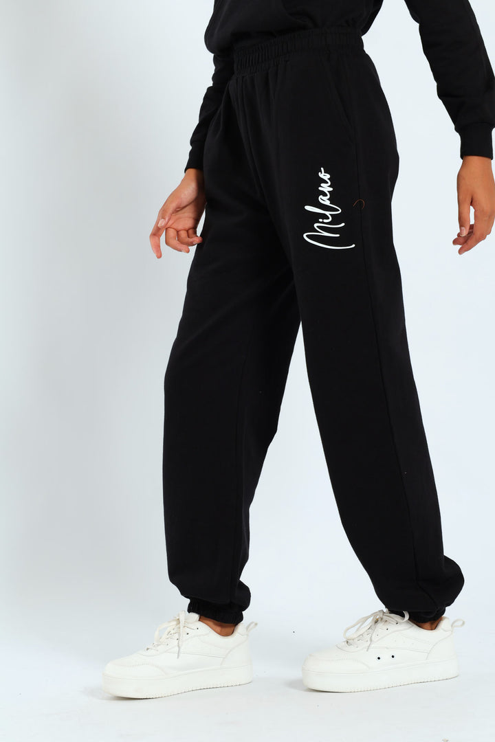 Girls Cherry Fleece Jogger - Black