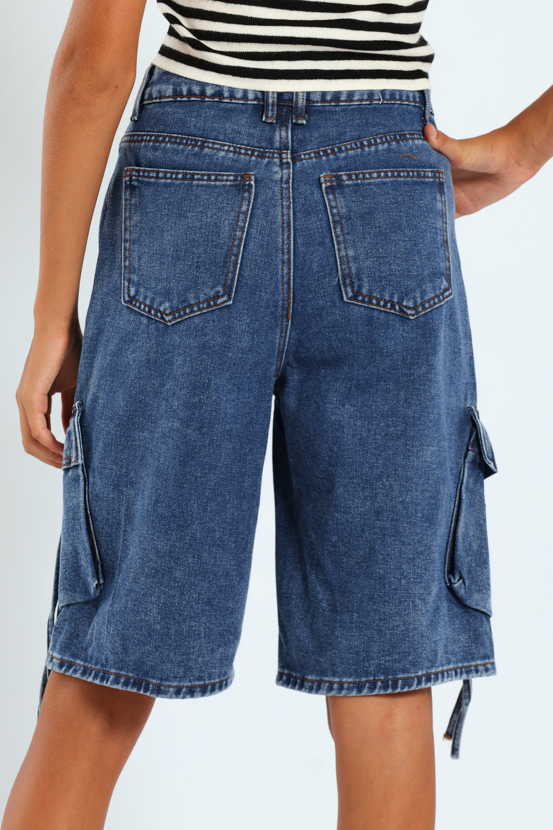Girls Cargo Bermuda Shorts - Dark Blue
