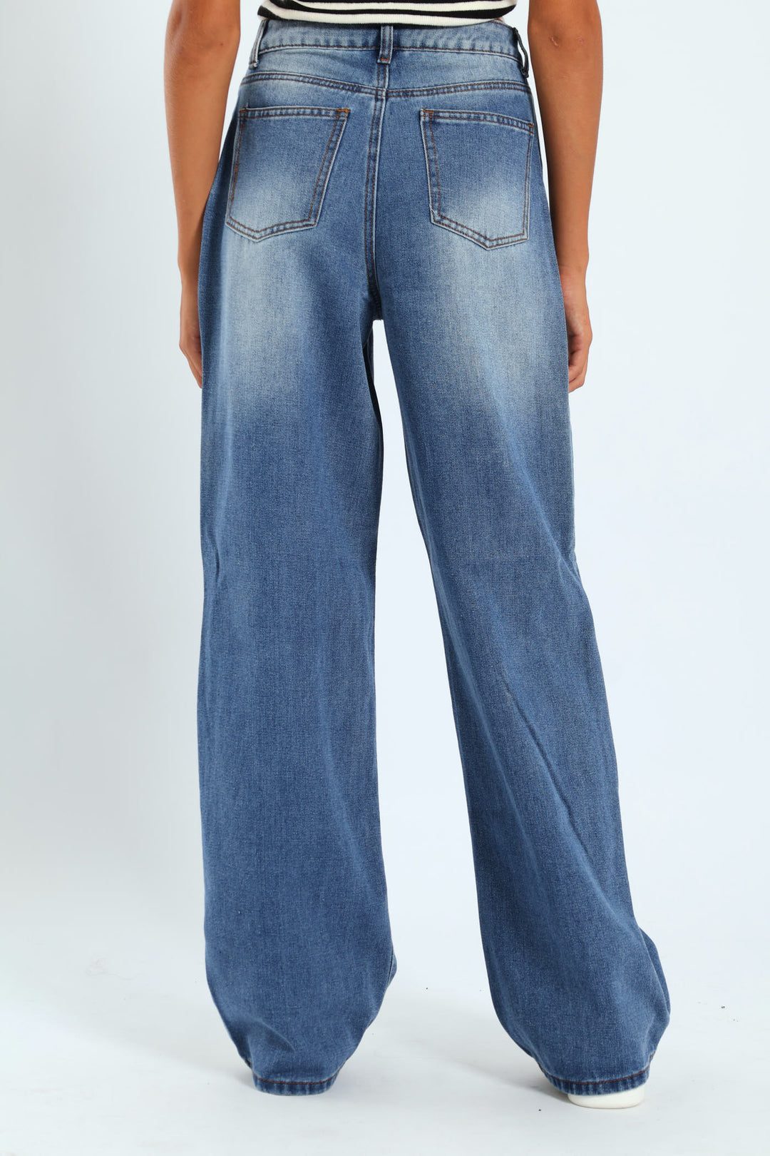 Girls Rigid Wide Leg Denim - Dark Blue