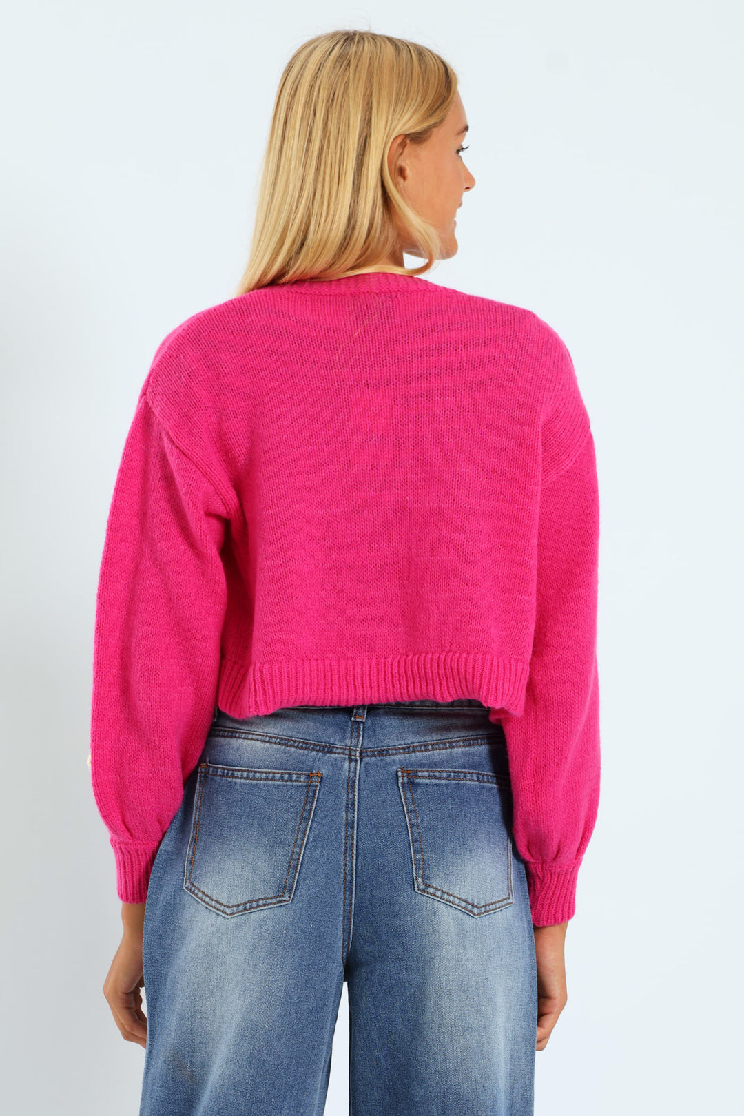 Girls 3D Flowers Knitwear - Cerise