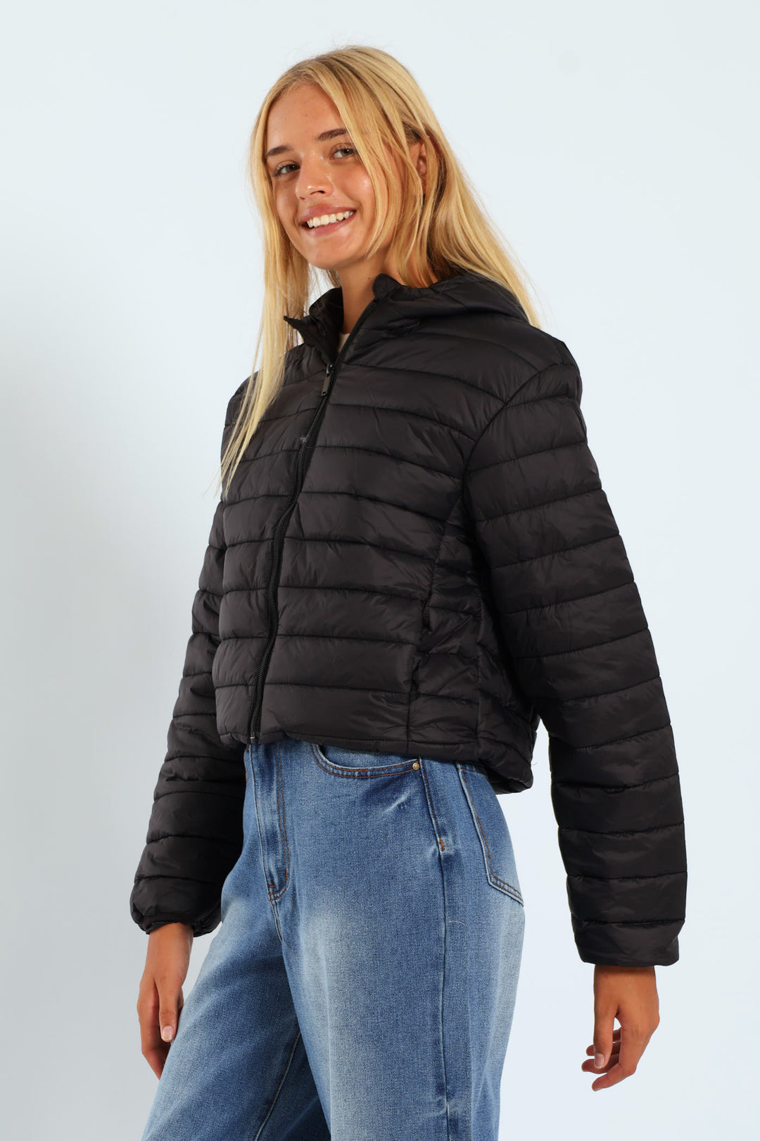 Girls Nylon Puffer - Black