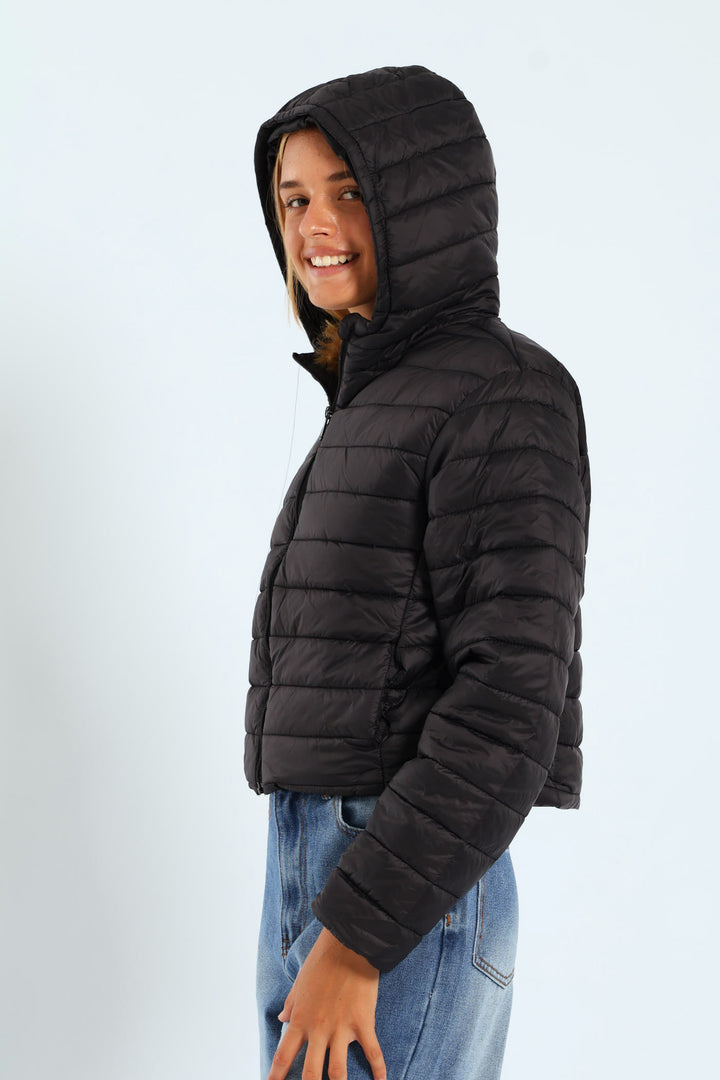 Girls Nylon Puffer - Black