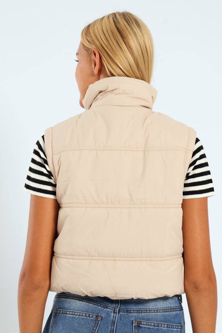 Girls Gillet Puffer Jacket - Stone