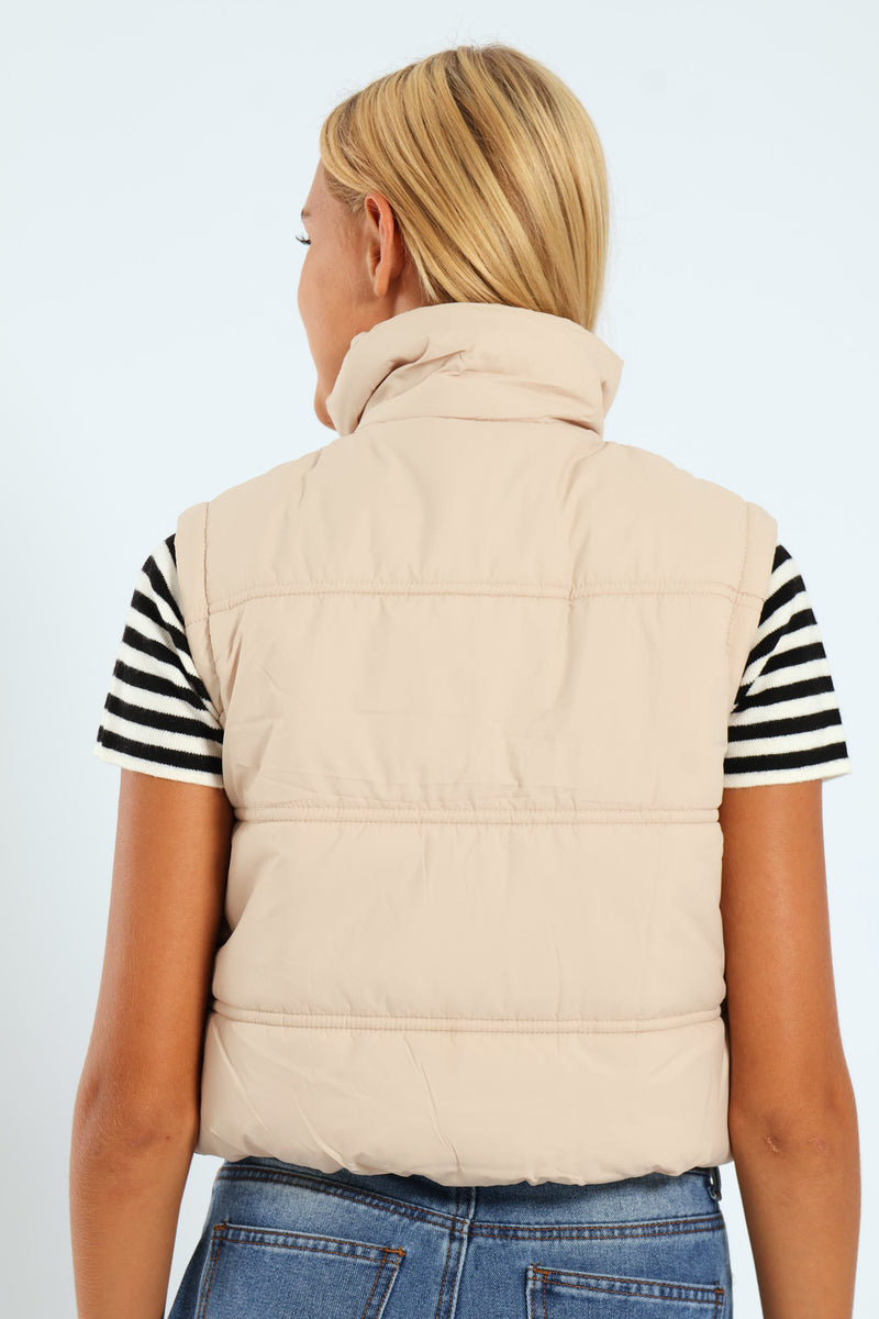 Girls Gillet Puffer Jacket - Stone