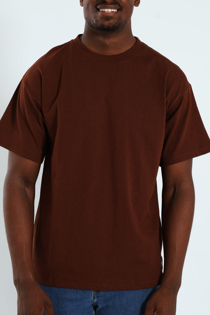 Logo Oversized Label Tee - Brown