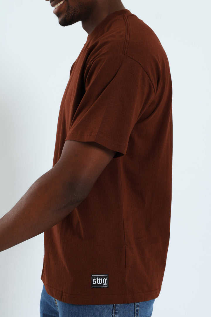 Logo Oversized Label Tee - Brown