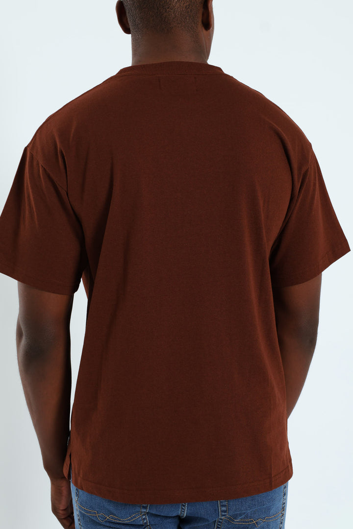 Logo Oversized Label Tee - Brown