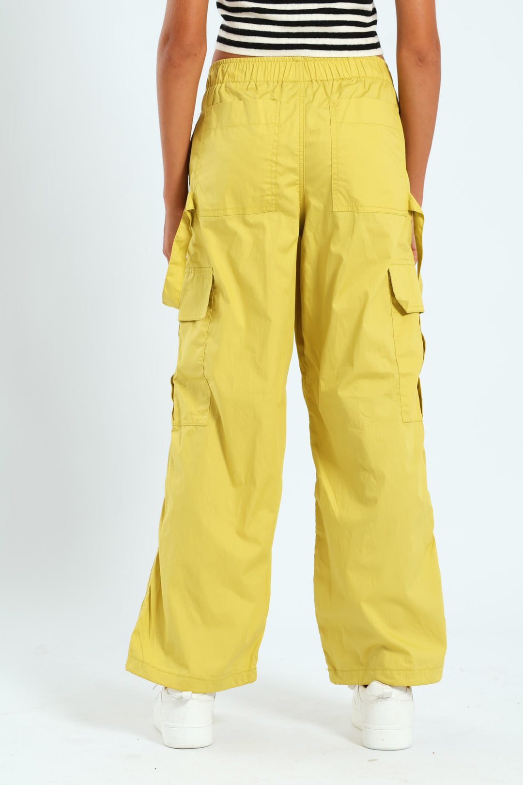 Girls Double Strap Parachute Pants - Lime