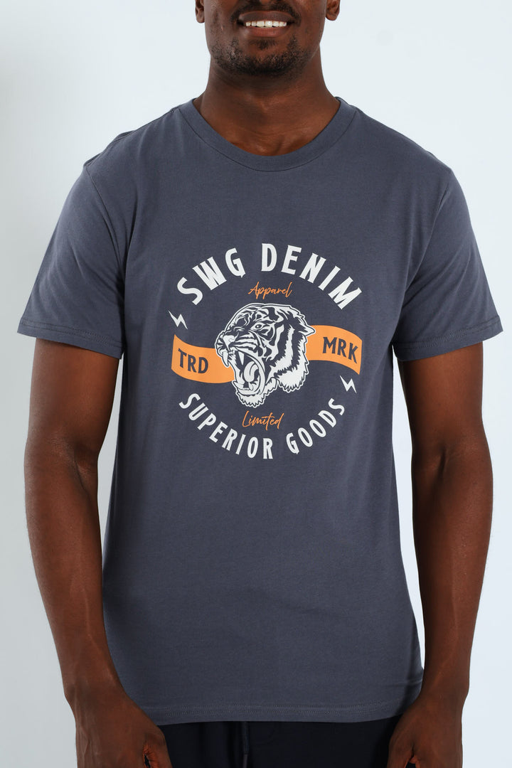 Basic Print T-Shirt - Slate