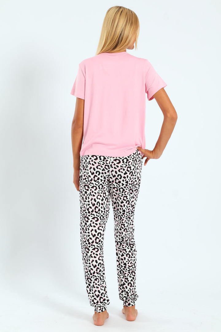 Girls Spots Short Sleeve Sleep Set - Pink