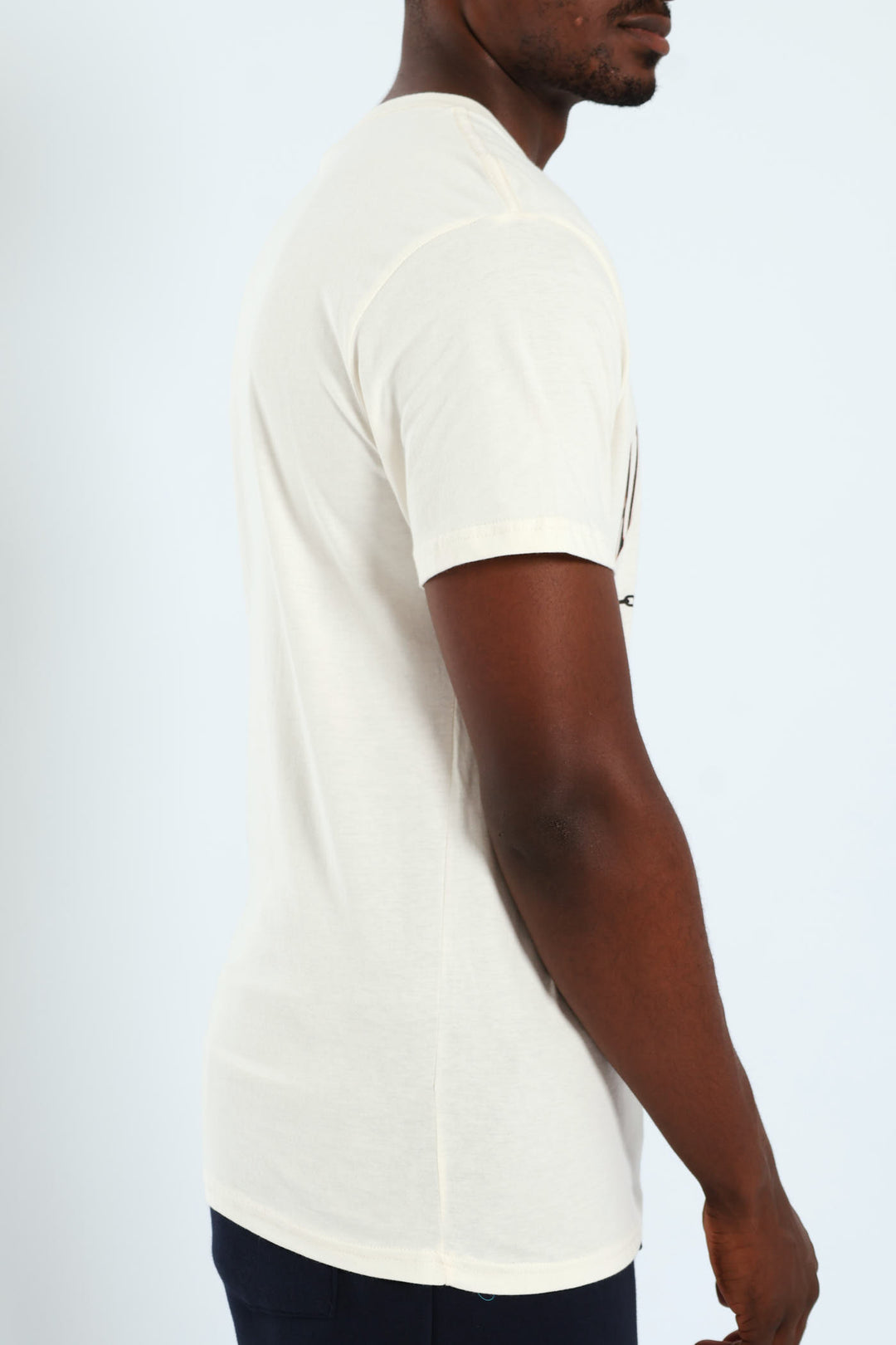Short Sleeve Basic Print Tee - Cream
