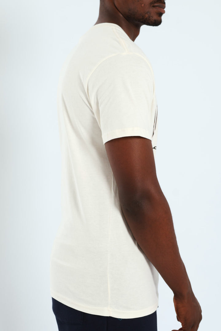 Short Sleeve Basic Print Tee - Cream
