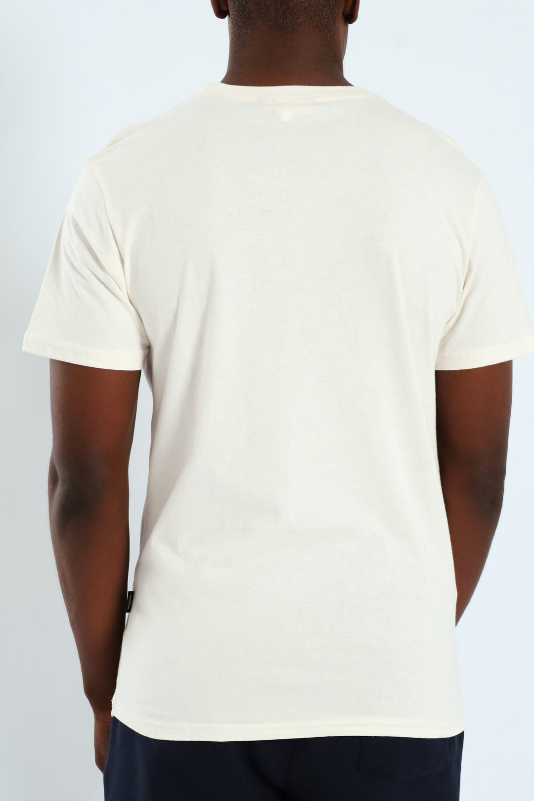 Short Sleeve Basic Print Tee - Cream